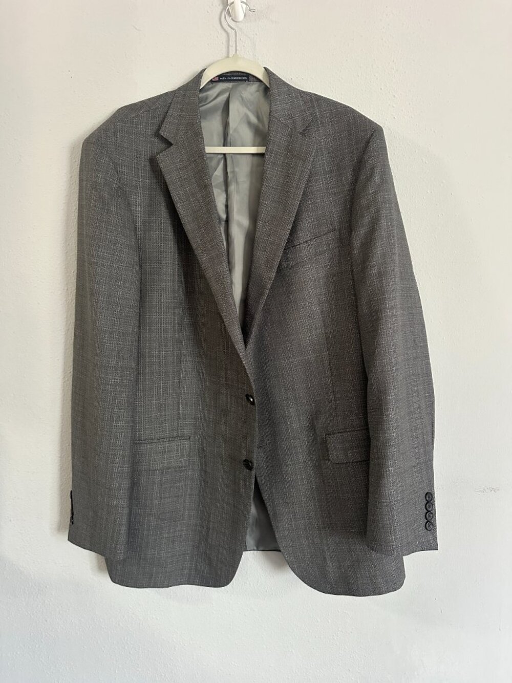 Vintage Hart Schaffner Marx Gray Micro Check 100% Wool Blazer Mens 46L USA - Picture 3 of 9